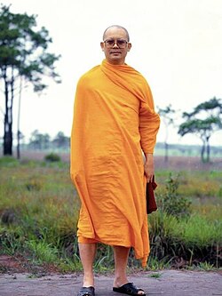 Luang Por Dhammajayo walking in official robes